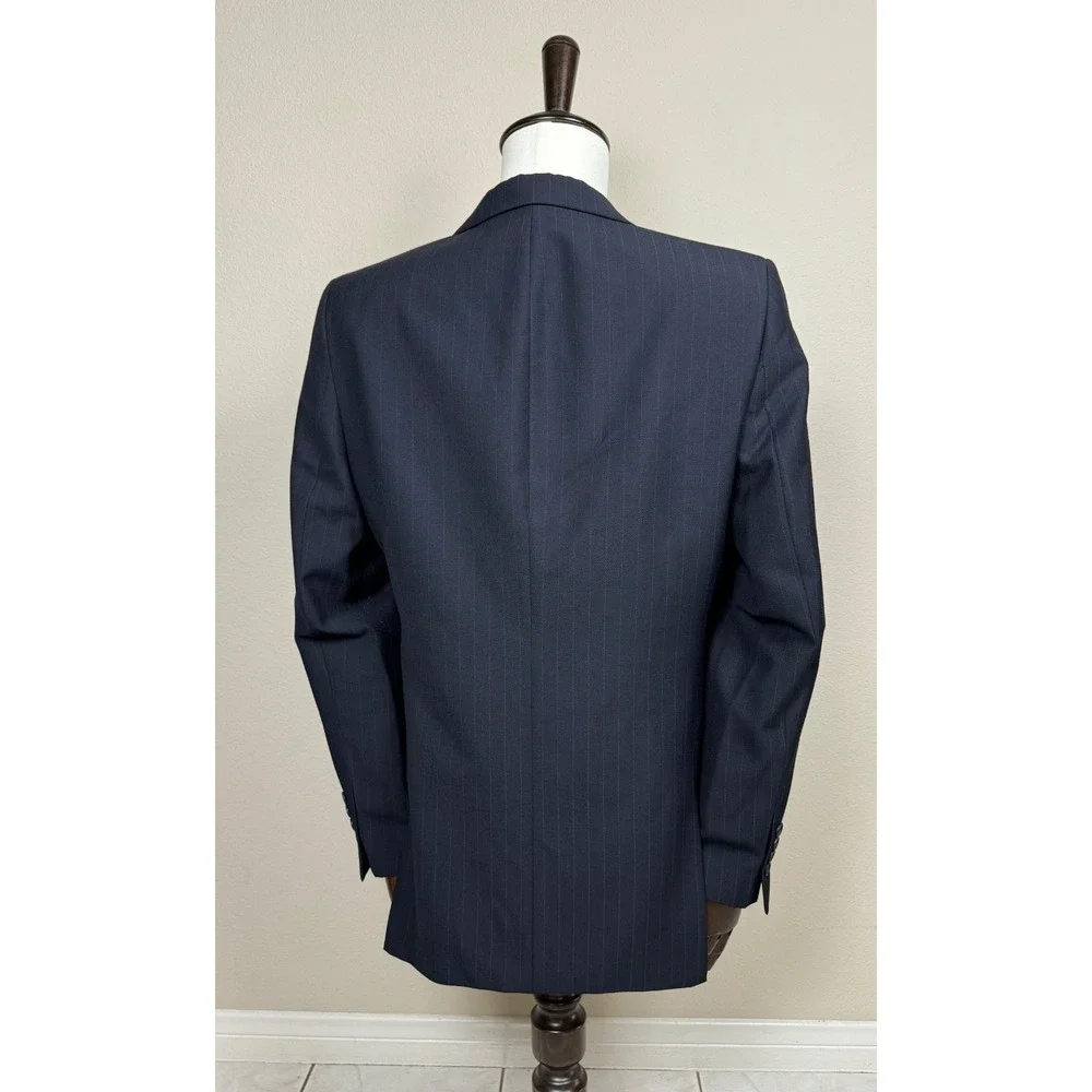 Topman Men's 38 black Pinstripe Graphic Art Blazer Wool Blend Statement 3144